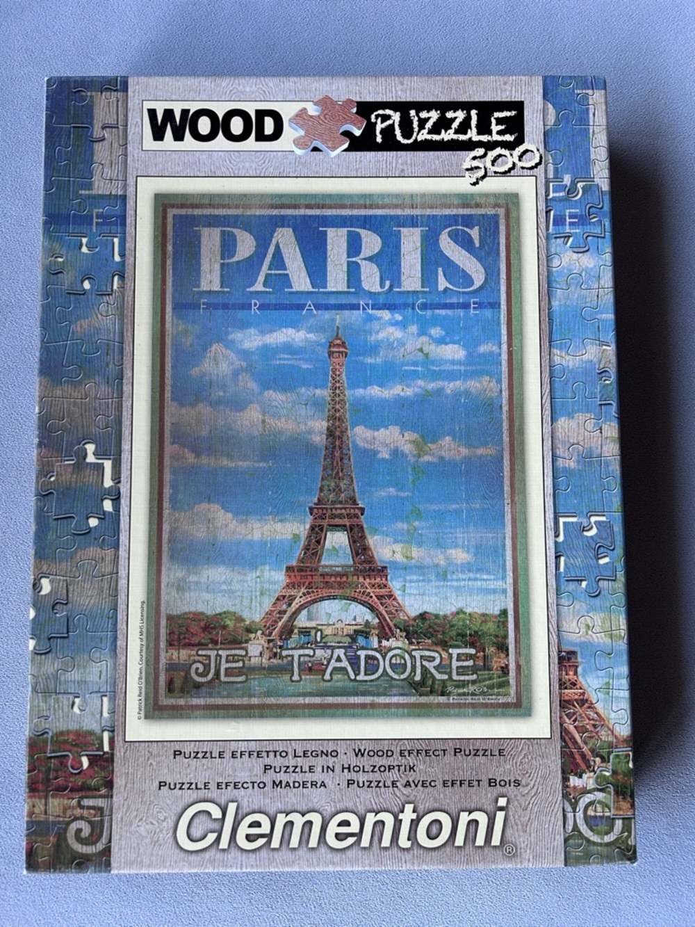 500 Piece Puzzle ~ Paris France Je T’adore ~ Wood Effect